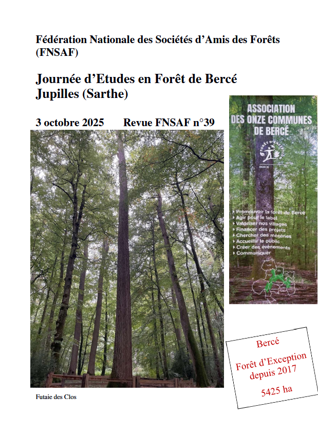 Page de couverture de la Journée d'études de la FNSAF du 5 octobre 2025 en forêt de Bercé